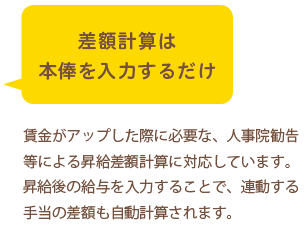 差額計算は本俸を入力するだけ