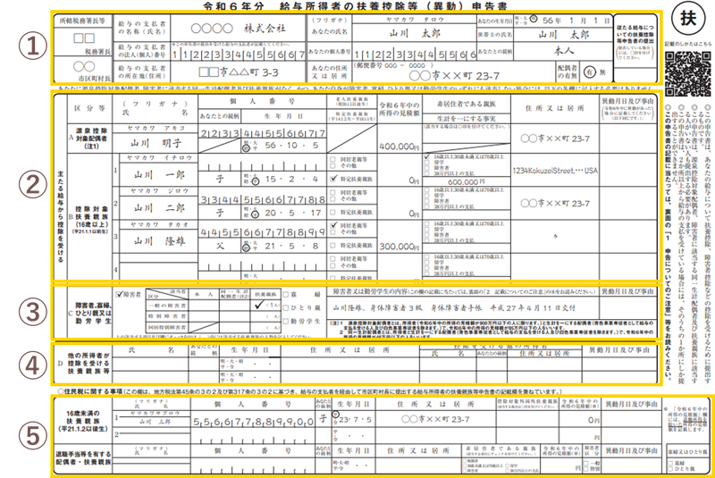 扶養控除等（異動）申告書