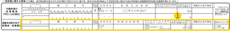 扶養控除等（異動）申告書 - 退職手当等を有する配偶者・扶養親族