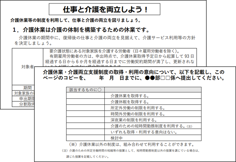 介護休業及び介護両立支援制度等個別周知・意向確認書記載例